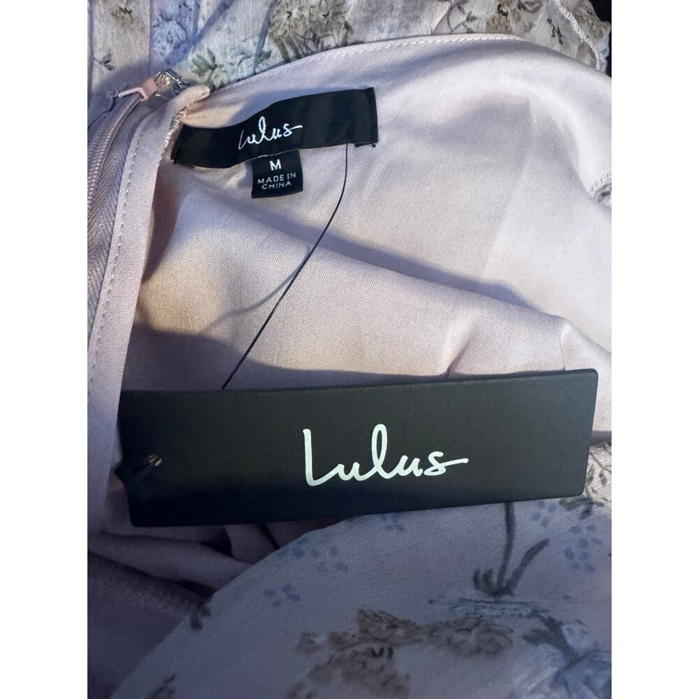 NWT Lulus Gentle Charm Mauve Floral Print Pleated Tiered Midi Dress Size M - Picture 6 of 6